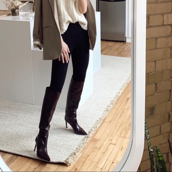 ZARA 100% LEATHER ANIMAL PRINT KNEE HIGH STILETTO BOOTS NEW & TAGS US 6.5 EUR 37 - Picture 6 of 7